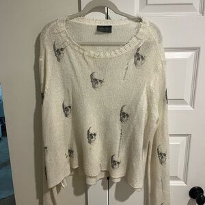 Wooden Ships Black and White Crew Neck Sweater with Relaxed Fit